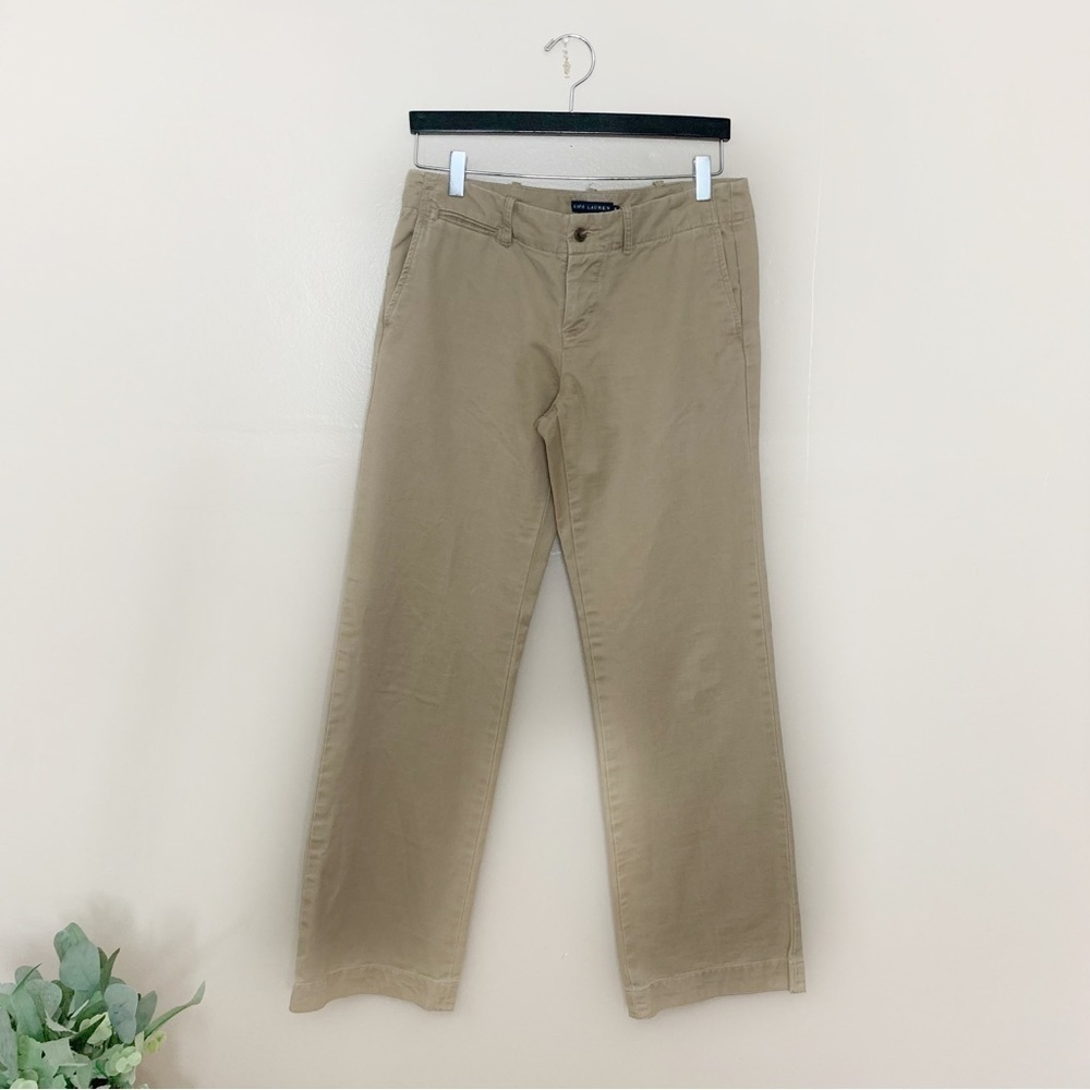 Ralph Lauren] Tan Khaki Wide Leg Mid Rise Y2K Pants